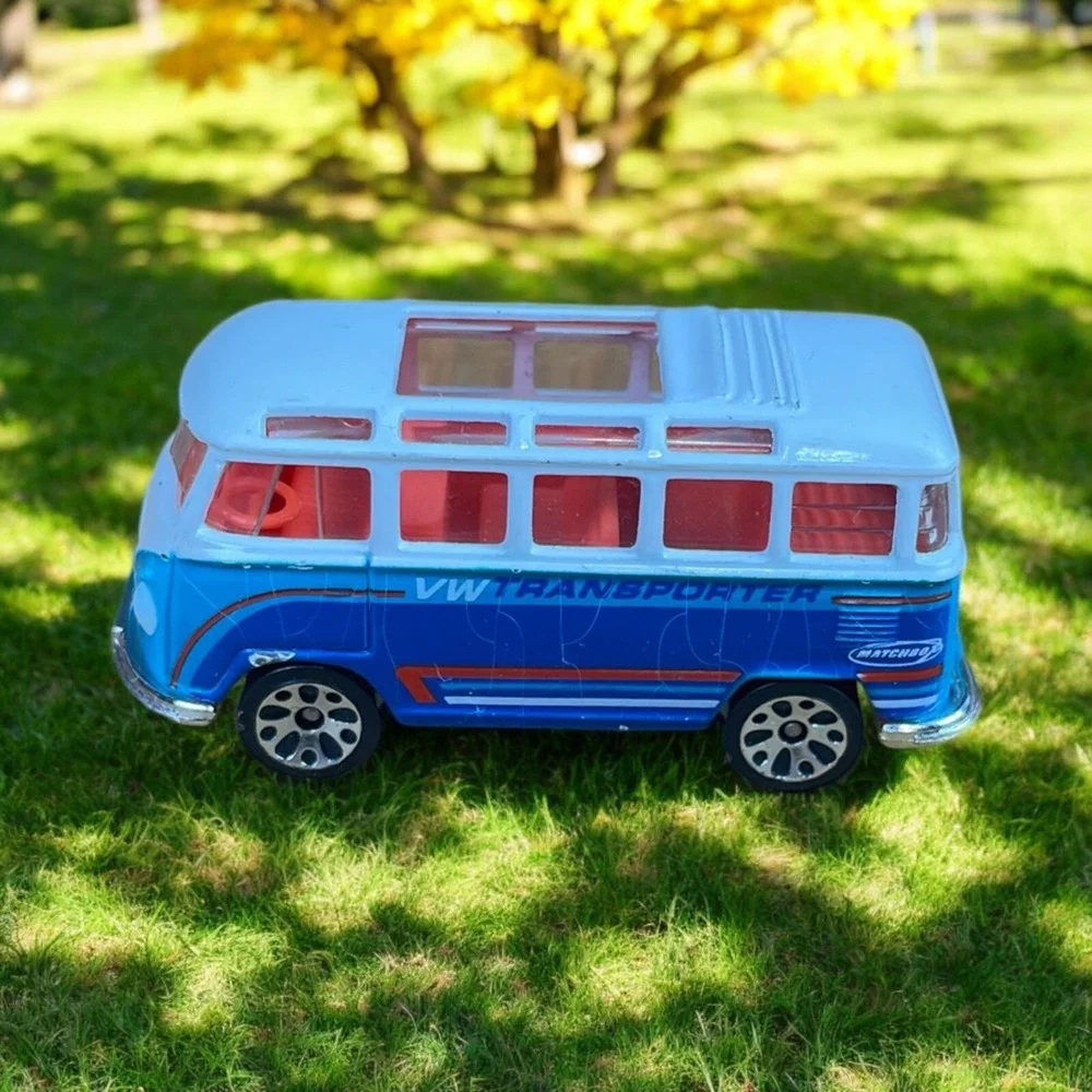 1998 Matchbox VW Transporter Volkswagen‎ 1:58 Blue & White Bus Diecast